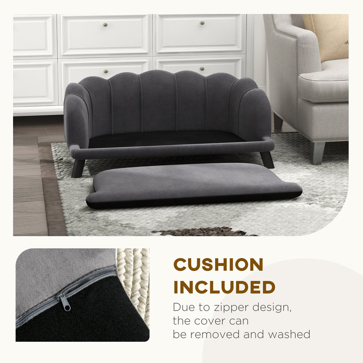 Pearl Design Pet Sofa for Medium and Large Sized Dogs, Pet Bed with