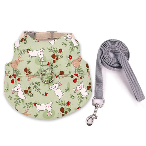 Solid Adjustable Pet Harness and Leash for Rabbit Bunny Cat Ferrets
