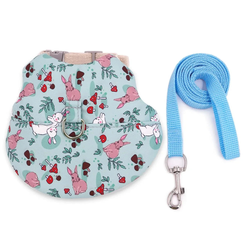 Solid Adjustable Pet Harness and Leash for Rabbit Bunny Cat Ferrets