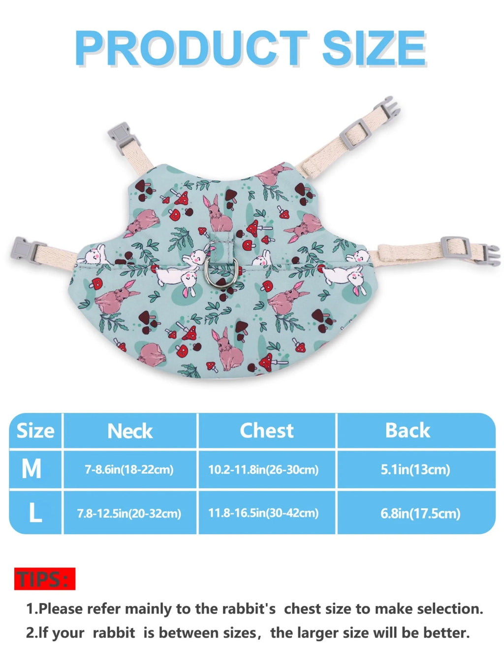 Solid Adjustable Pet Harness and Leash for Rabbit Bunny Cat Ferrets